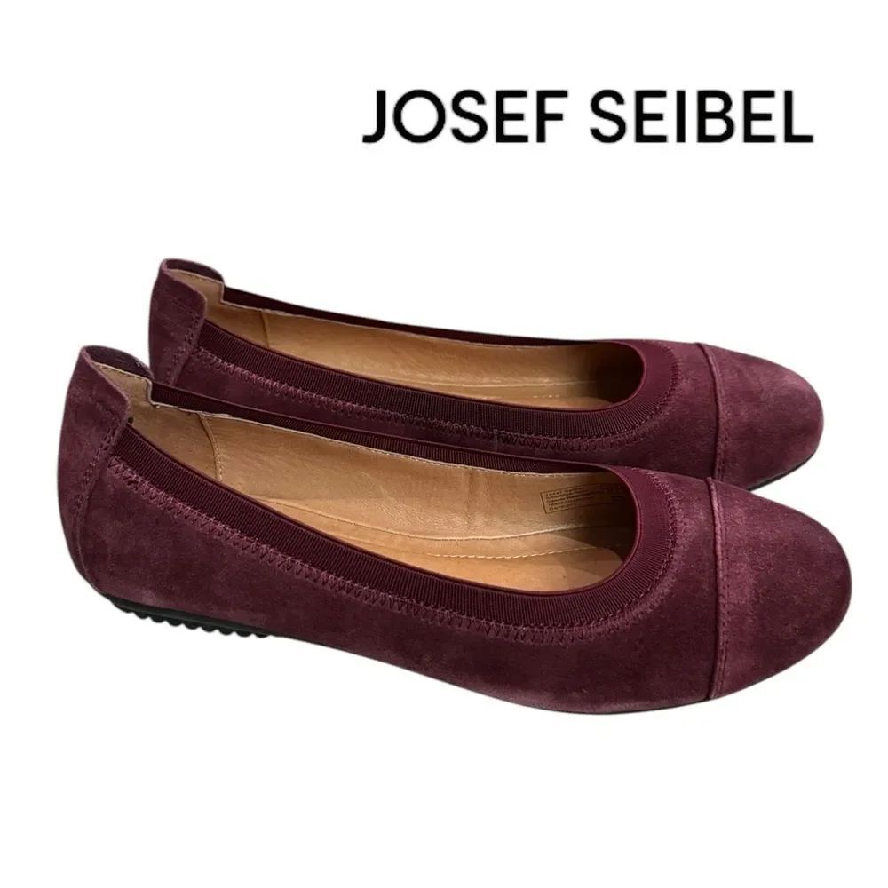 New Josef Seibel Pippa Women's Burgundy Suede Leather Cap Toe Ballet Flats 36